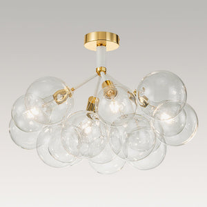 LightFixturesUSA - Modern Cluster Glass Bubble Chandelier / Semi Flush - Chandelier - White - 12 Globes