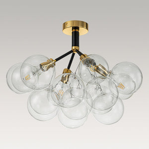 LightFixturesUSA - Modern Cluster Glass Bubble Chandelier / Semi Flush - Chandelier - White - 20 Globes