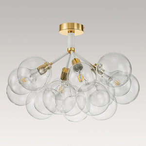 LightFixturesUSA - Modern Cluster Glass Bubble Chandelier / Semi Flush - Chandelier - White - 20 Globes