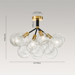 LightFixturesUSA - Modern Cluster Glass Bubble Chandelier / Semi Flush - Chandelier - White - 20 Globes