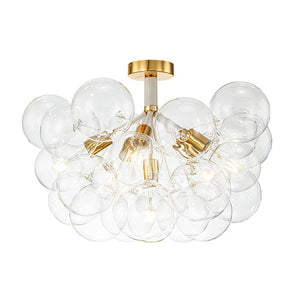 LightFixturesUSA - Modern Cluster Glass Bubble Chandelier / Semi Flush - Chandelier - White - 20 Globes