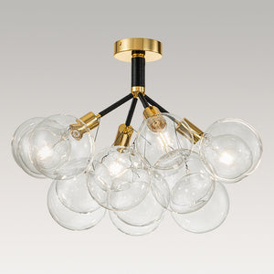 LightFixturesUSA - Modern Cluster Glass Bubble Chandelier / Semi Flush - Chandelier - White - 20 Globes