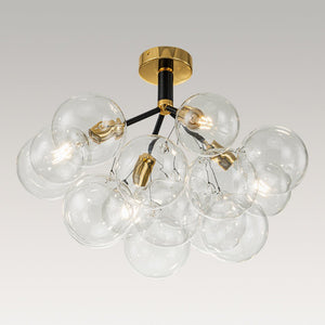 LightFixturesUSA - Modern Cluster Glass Bubble Chandelier / Semi Flush - Chandelier - White - 20 Globes