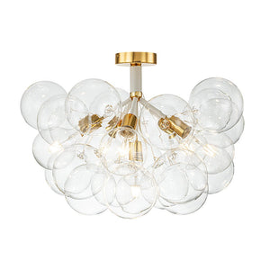 LightFixturesUSA - Modern Cluster Glass Bubble Chandelier / Semi Flush - Chandelier - White - 20 Globes