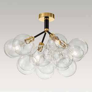 LightFixturesUSA - Modern Cluster Glass Bubble Chandelier / Semi Flush - Chandelier - White - 20 Globes