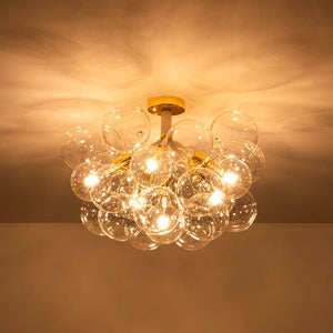 LightFixturesUSA - Modern Cluster Glass Bubble Chandelier / Semi Flush - Chandelier - White - 20 Globes