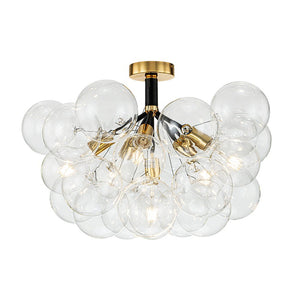 LightFixturesUSA - Modern Cluster Glass Bubble Chandelier / Semi Flush - Chandelier - White - 20 Globes