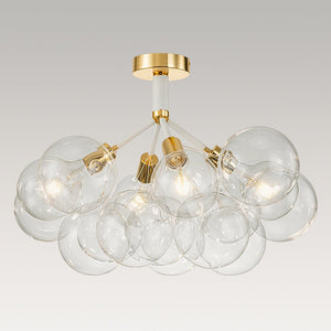LightFixturesUSA - Modern Cluster Glass Bubble Chandelier / Semi Flush - Chandelier - White - 20 Globes