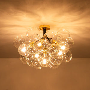 LightFixturesUSA - Modern Cluster Glass Bubble Chandelier / Semi Flush - Chandelier - White - 20 Globes
