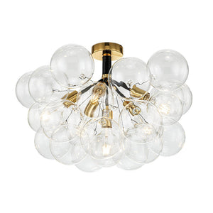 LightFixturesUSA - Modern Cluster Glass Bubble Chandelier / Semi Flush - Chandelier - White - 20 Globes