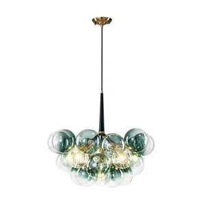 LightFixturesUSA - Modern Cluster Gradient Green Glass Globe Bubble Chandelier - Chandelier - Green Bubble (Exclusive Offer) - 