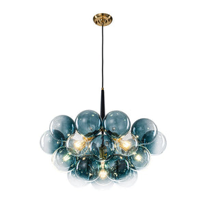 LightFixturesUSA - Modern Cluster Gradual Blue Glass Globe Bubble Chandelier - Chandelier - Blue Bubble - 