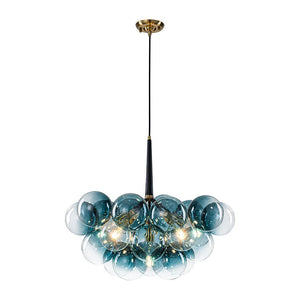 LightFixturesUSA - Modern Cluster Gradual Blue Glass Globe Bubble Chandelier - Chandelier - Blue Bubble - 
