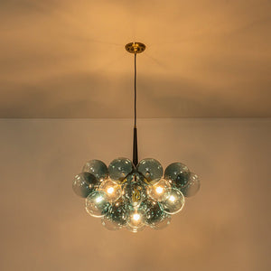 LightFixturesUSA - Modern Cluster Gradual Blue Glass Globe Bubble Chandelier - Chandelier - Blue Bubble - 