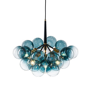LightFixturesUSA - Modern Cluster Gradual Blue Glass Globe Bubble Chandelier - Chandelier - Blue Bubble - 