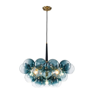 LightFixturesUSA - Modern Cluster Gradual Blue Glass Globe Bubble Chandelier - Chandelier - Blue Bubble - 