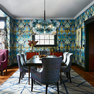 LightFixturesUSA - Modern Cluster Gradual Blue Glass Globe Bubble Chandelier - Chandelier - Blue Bubble - 