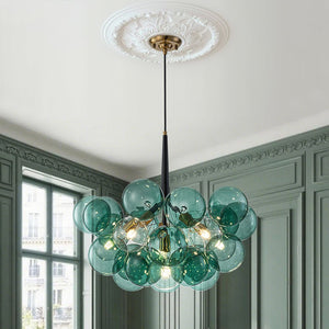 LightFixturesUSA - Modern Cluster Green Glass Globe Bubble Chandelier - Chandelier - Green Bubble (Exclusive Offer) - 