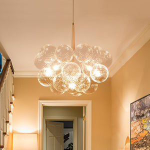 LightFixturesUSA-Modern Cluster Ribbed Glass Globe Bubble Chandelier-Chandelier-White-6-Lt