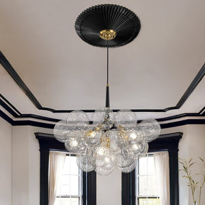 LightFixturesUSA - Modern Cluster Sculpture Texture Glass Globe Bubble Chandelier - Chandelier - Black - 