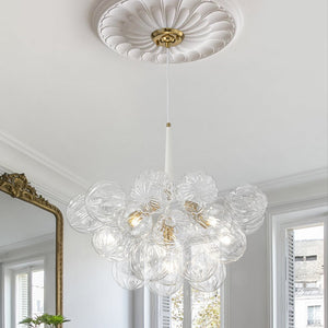 LightFixturesUSA - Modern Cluster Sculpture Texture Glass Globe Bubble Chandelier - Chandelier - White - 