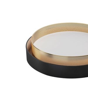 LightFixturesUSA-Modern Dimmable LED Iron Mesh Circular Flush Mount Light-Ceiling Light-White (Pre-Order)-