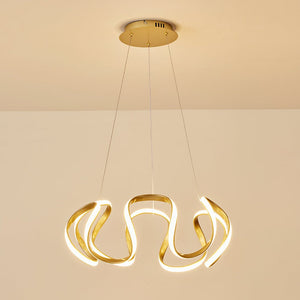 LightFixturesUSA - Modern Dimmable LED Twist Ribbon Pendant Light - Chandelier - Gold - 