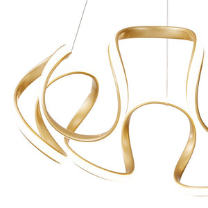 LightFixturesUSA - Modern Dimmable LED Twist Ribbon Pendant Light - Chandelier - Gold - 