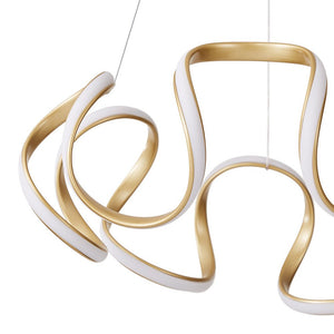 LightFixturesUSA - Modern Dimmable LED Twist Ribbon Pendant Light - Chandelier - Gold - 