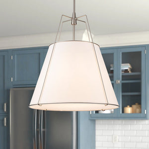 LightFixturesUSA - Modern Fabric Conical Drum Cage Pendant Light - Ceiling Light - 15 in. - Black+Brass