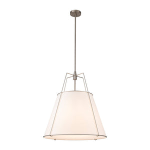 LightFixturesUSA - Modern Fabric Conical Drum Cage Pendant Light - Ceiling Light - 15 in. - White+Nickel (Exclusive Offer)