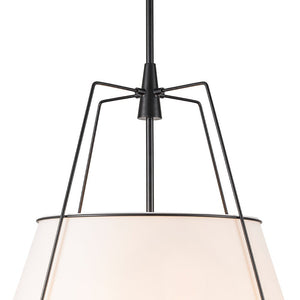 LightFixturesUSA - Modern Fabric Conical Drum Cage Pendant Light - Ceiling Light - 23.6 in. - White+Black