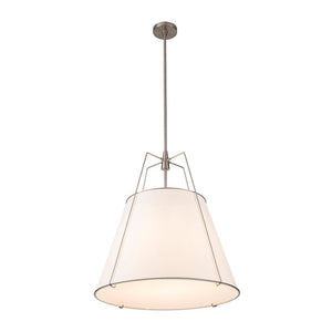 LightFixturesUSA - Modern Fabric Conical Drum Cage Pendant Light - Ceiling Light - 23.6 in. - White+Nickel (Exclusive Offer)