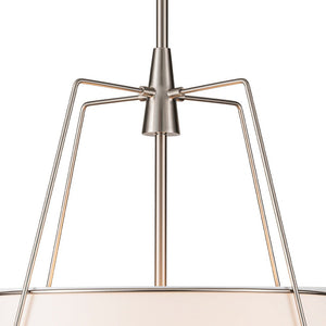 LightFixturesUSA - Modern Fabric Conical Drum Cage Pendant Light - Ceiling Light - 23.6 in. - White+Nickel (Exclusive Offer)