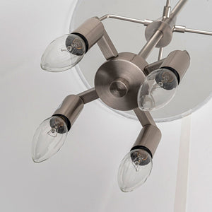 LightFixturesUSA - Modern Fabric Conical Drum Cage Pendant Light - Ceiling Light - 23.6 in. - White+Nickel (Exclusive Offer)