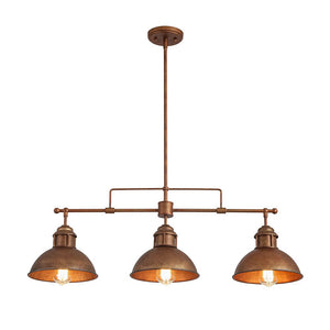 LightFixturesUSA - Modern Farmhouse 3 - light Island Pot Lid Dome Pendant - Chandelier - Brushed Antique Silver - 