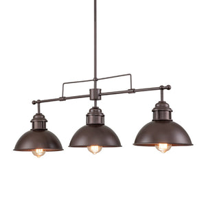LightFixturesUSA-Modern Farmhouse 3-light Island Pot Lid Dome Pendant-Chandelier-Brushed Antique Silver-