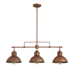 LightFixturesUSA - Modern Farmhouse 3 - light Island Pot Lid Dome Pendant - Chandelier - Brushed Antique Silver - 