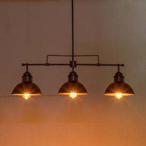 LightFixturesUSA-Modern Farmhouse 3-light Island Pot Lid Dome Pendant-Chandelier-Brushed Antique Silver-