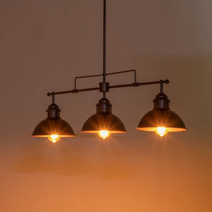LightFixturesUSA-Modern Farmhouse 3-light Island Pot Lid Dome Pendant-Chandelier-Brushed Antique Silver-