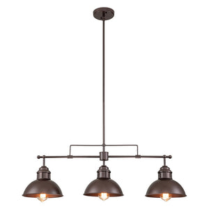 LightFixturesUSA-Modern Farmhouse 3-light Island Pot Lid Dome Pendant-Chandelier-Brushed Antique Silver-