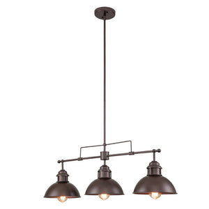 LightFixturesUSA-Modern Farmhouse 3-light Island Pot Lid Dome Pendant-Chandelier-Brushed Antique Silver-