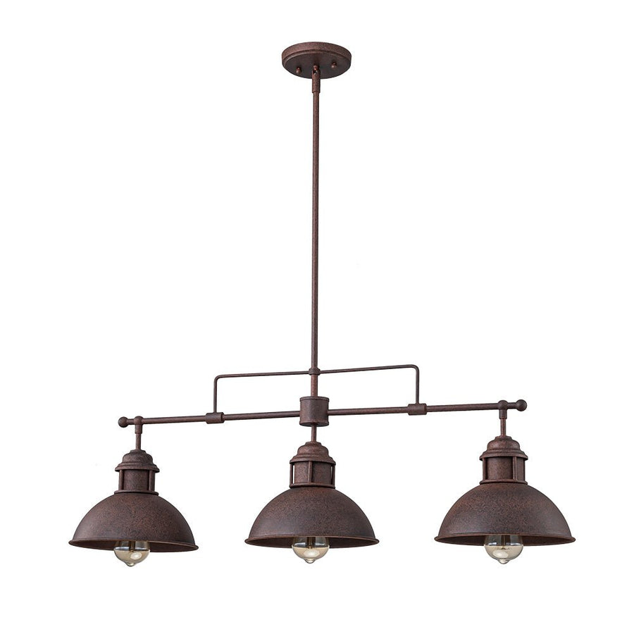 LightFixturesUSA - Modern Farmhouse 3 - light Island Pot Lid Dome Pendant - Chandelier - Dark Copper - 