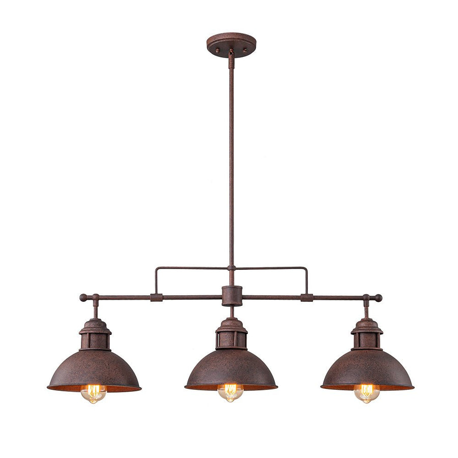 LightFixturesUSA - Modern Farmhouse 3 - light Island Pot Lid Dome Pendant - Chandelier - Dark Copper - 