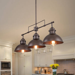 LightFixturesUSA-Modern Farmhouse 3-light Island Pot Lid Dome Pendant-Chandelier-Oil Rubbed Bronze-