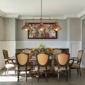 LightFixturesUSA - Modern Farmhouse 3 - light Island Pot Lid Dome Pendant - Chandelier - Rusty Bronze - 