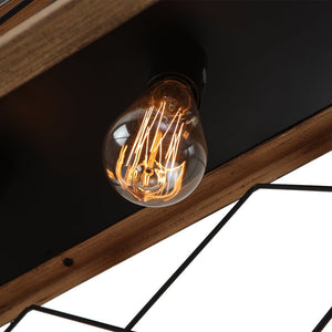 LightFixturesUSA - Modern Farmhouse 5 - light Kitchen Island Faux Wood Linear Chandelier Pendant - Chandelier - Brown - 