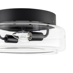 LightFixturesUSA-Modern Farmhouse Black Round Glass Semi Flush Mount-Ceiling Light-13 in-