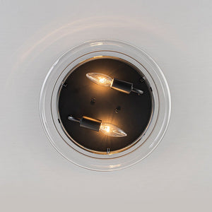 LightFixturesUSA-Modern Farmhouse Black Round Glass Semi Flush Mount-Ceiling Light-13 in-