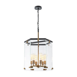 LightFixturesUSA - Modern Farmhouse Clear Glass Large Lantern Pendant Light - Chandelier - 15.7in - 
